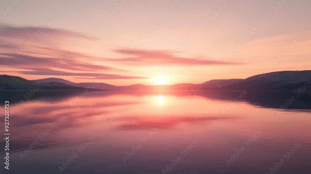 Serene Sunset Over a Mountain Lake Serene Sunset Over a Mountain Lake