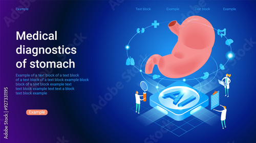 Medical diagnostics of stomach. Modern treatment future medicine. Innovative health care analysis of AI technology.