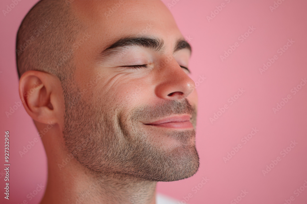 Fototapeta premium A close up of a man's face with her eyes closed