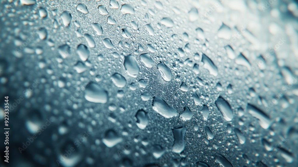 Water Drops On Blue Surface Water Drops On Blue Surface