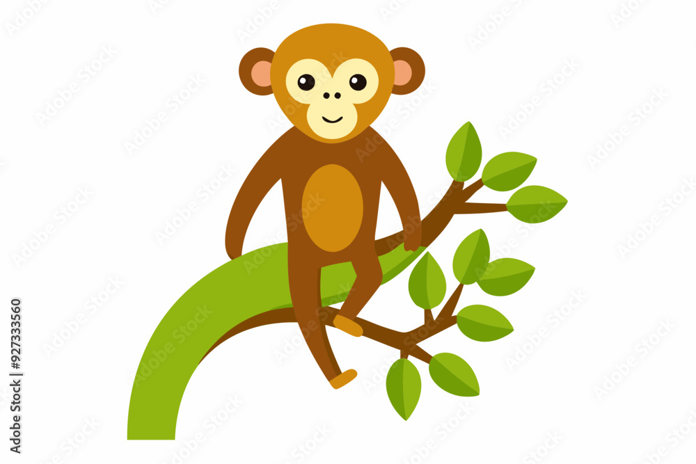 Fototapeta premium Monkey tree vector illustration on a white background