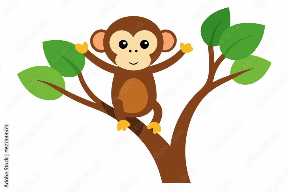 Monkey tree vector illustration on a white background Monkey tree vector illustration on a white background
