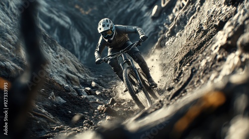Mountain Biking Down a Dusty Path