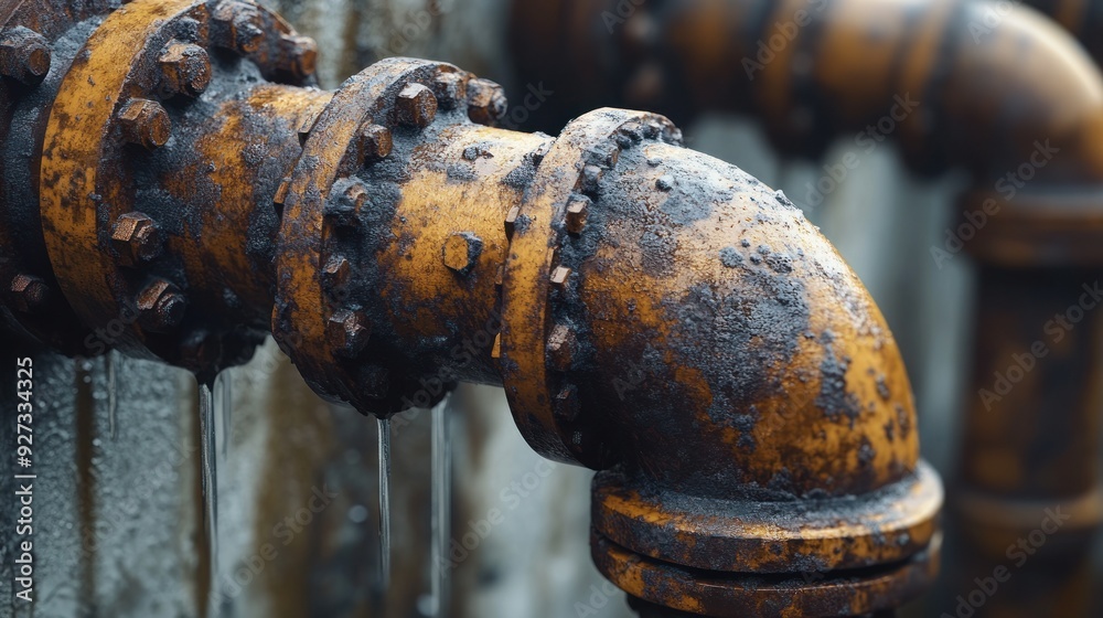 Close-up of Leaking Rusty Pipes Close-up of Leaking Rusty Pipes