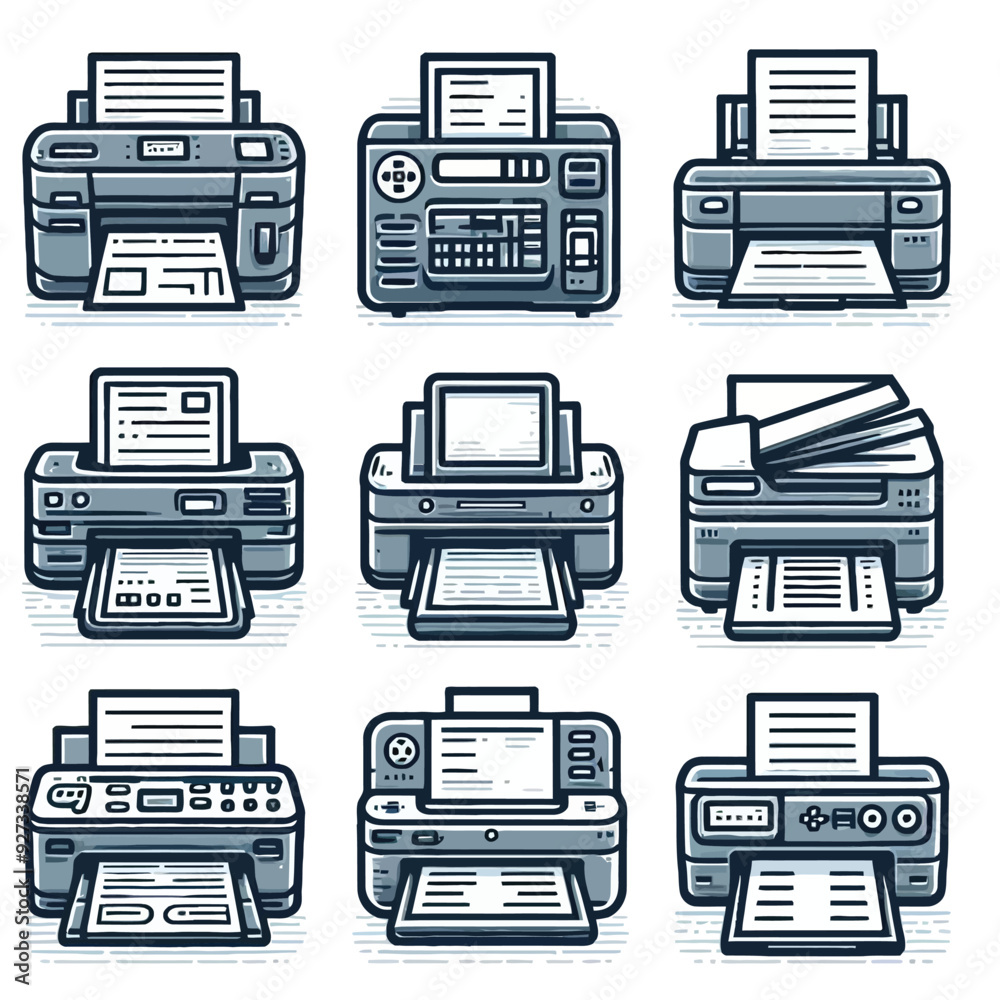 printer icon set outline vector printer icon set outline vector