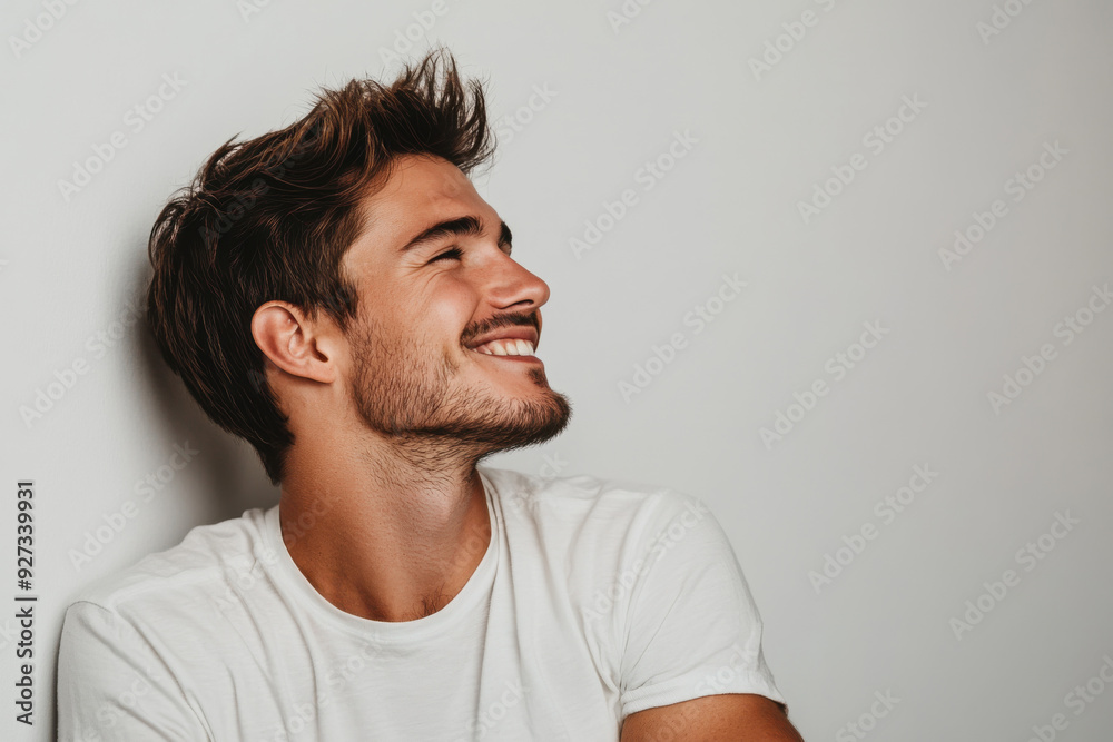 Fototapeta premium A close up of a man's face with her eyes closed