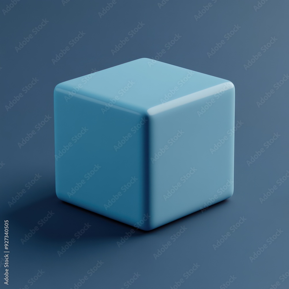 A Single Blue Cube on a Blue Background