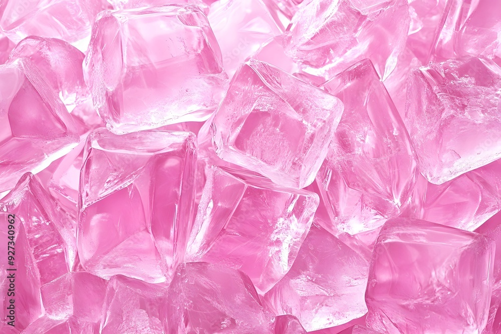 Close-up of pink ice cubes background Close-up of pink ice cubes background