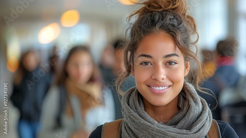 female student with a backpack going to college