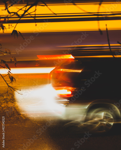 night blurry city car traffic photo