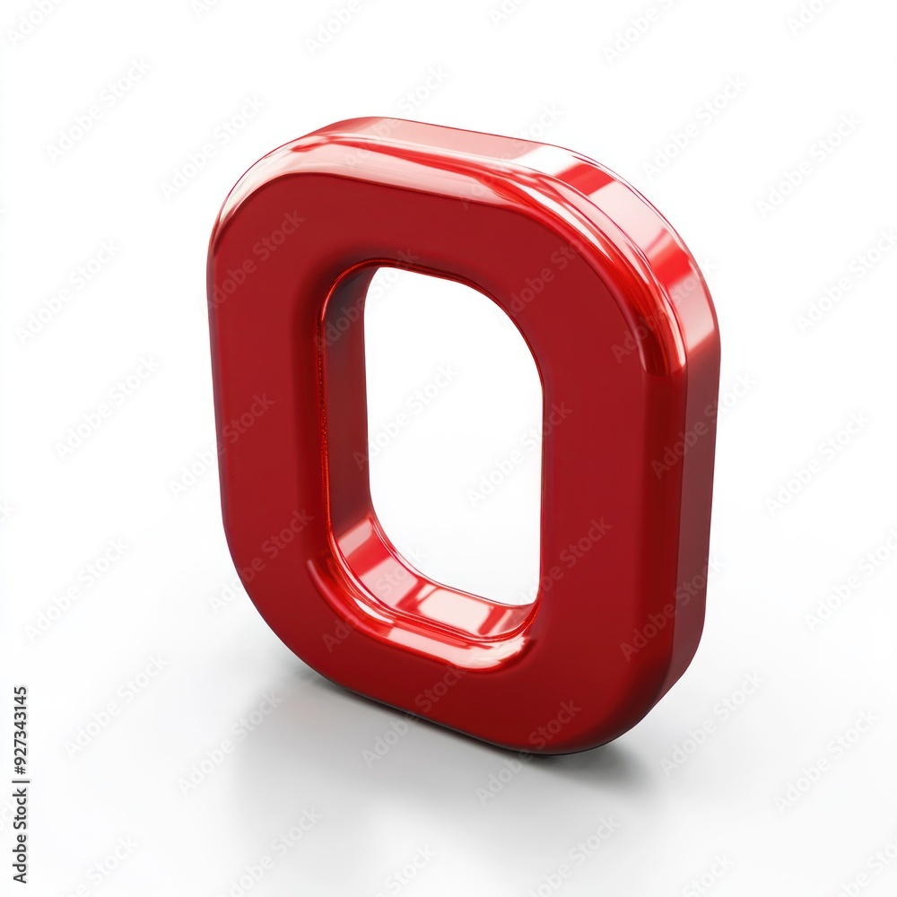 Red 3D Letter O with Glossy Finish Red 3D Letter O with Glossy Finish
