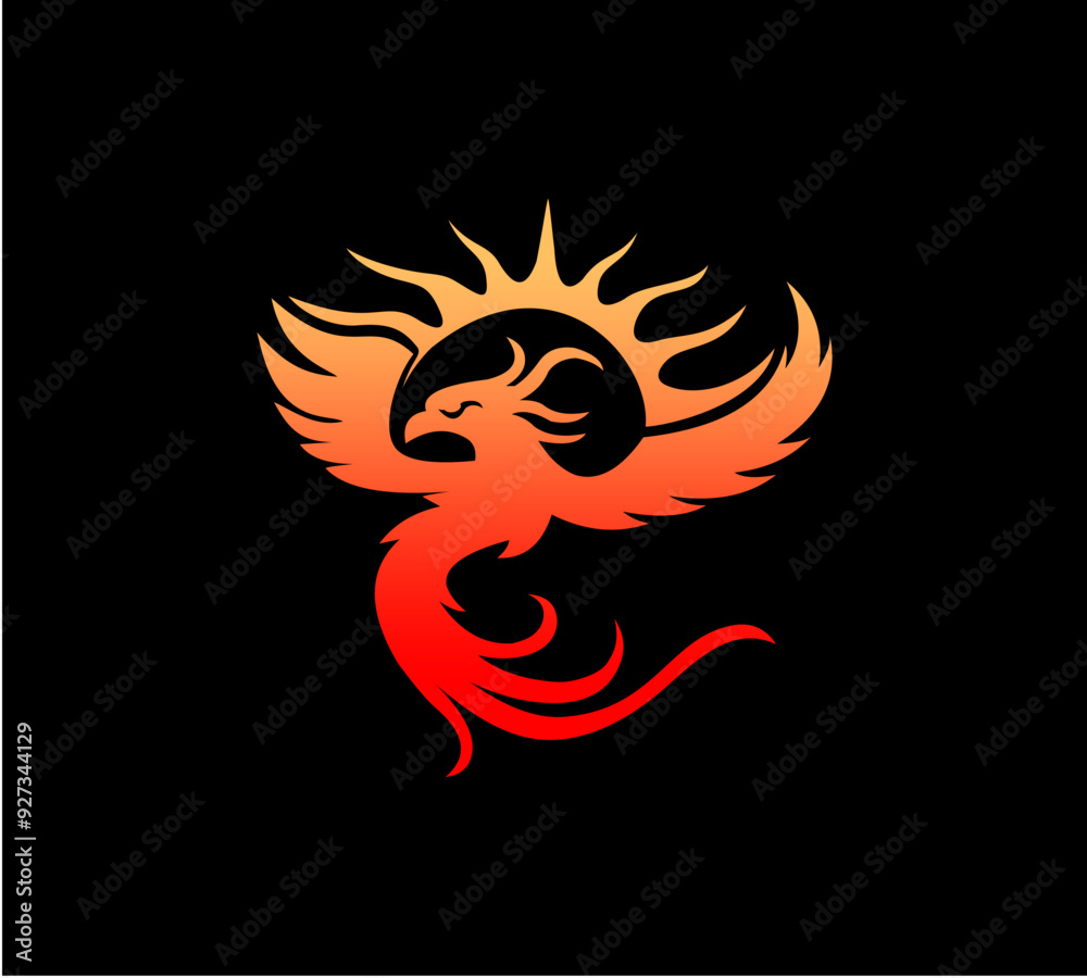 Phoenix and Sun Logo Vector Phoenix and Sun Logo Vector