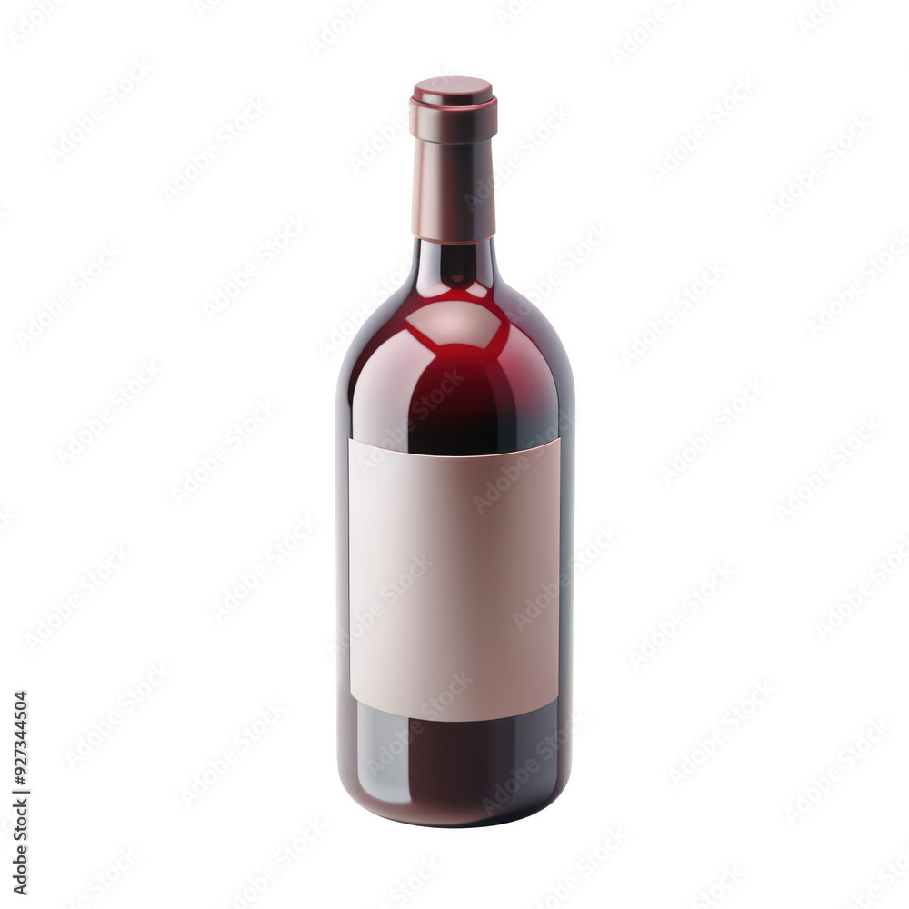 3D illustration of a red wine bottle standing upright with a blank label for branding. The design features a realistic and glossy finish. Isolated on transparent background, png. 3D illustration of a red wine bottle standing upright with a blank label for branding. The design features a realistic and glossy finish. Isolated on transparent background, png.