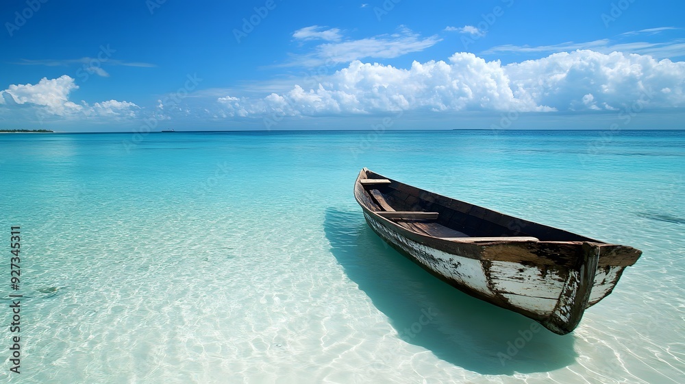 透き通った海に浮かぶボート 透き通った海に浮かぶボート
