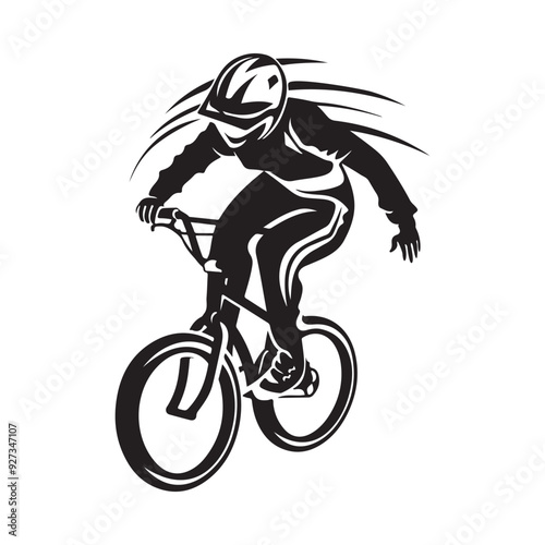 Bmx Bike Sport Silhouette logo design. Professional bmx bicycle player silhouette Vector illustration