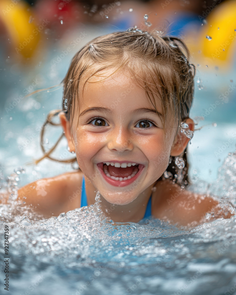 Professional photo of a child having the best time ever in a water adventure park Professional photo of a child having the best time ever in a water adventure park