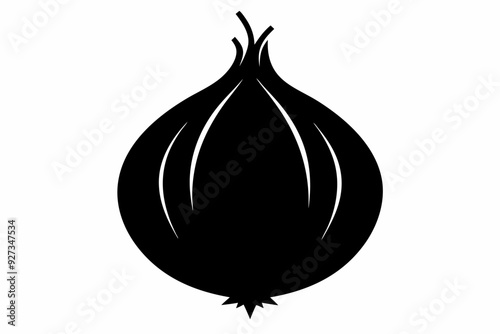 Silhouette vector design of an onion on a white background