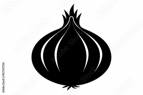 Silhouette vector design of an onion on a white background