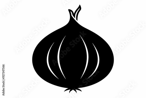 Silhouette vector design of an onion on a white background