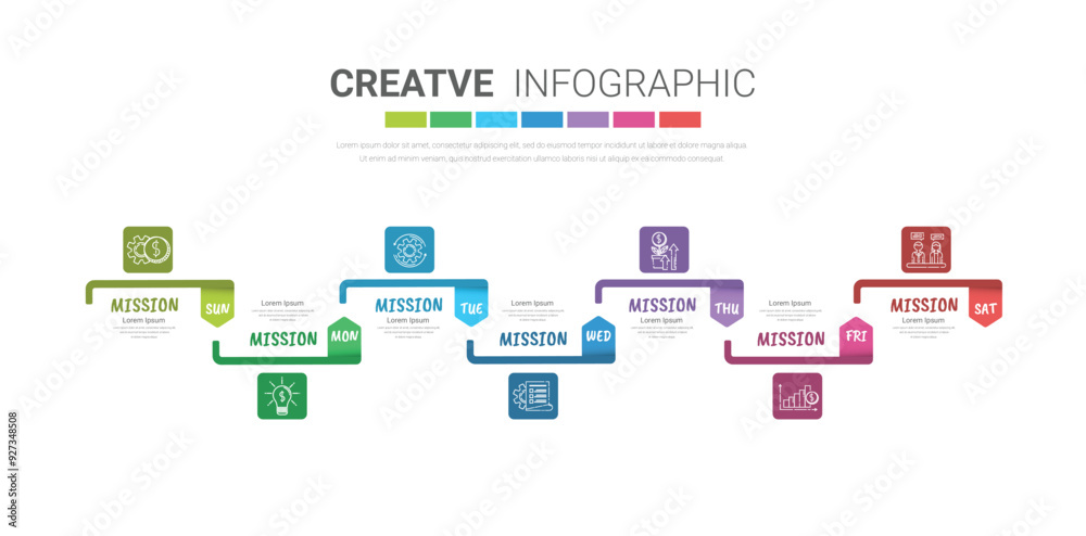 weekly planner, Timeline business for 7 day, Presentation business can be used for Business concept with 7 options, steps or processes. EPS Vector. weekly planner, Timeline business for 7 day, Presentation business can be used for Business concept with 7 options, steps or processes. EPS Vector.