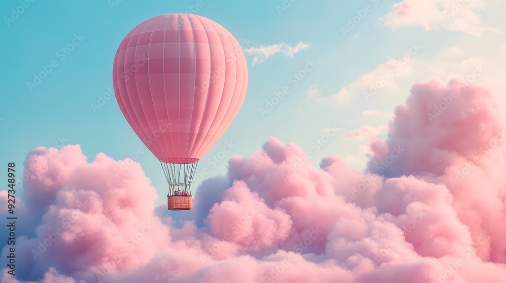 Naklejka premium pink hot air balloon background