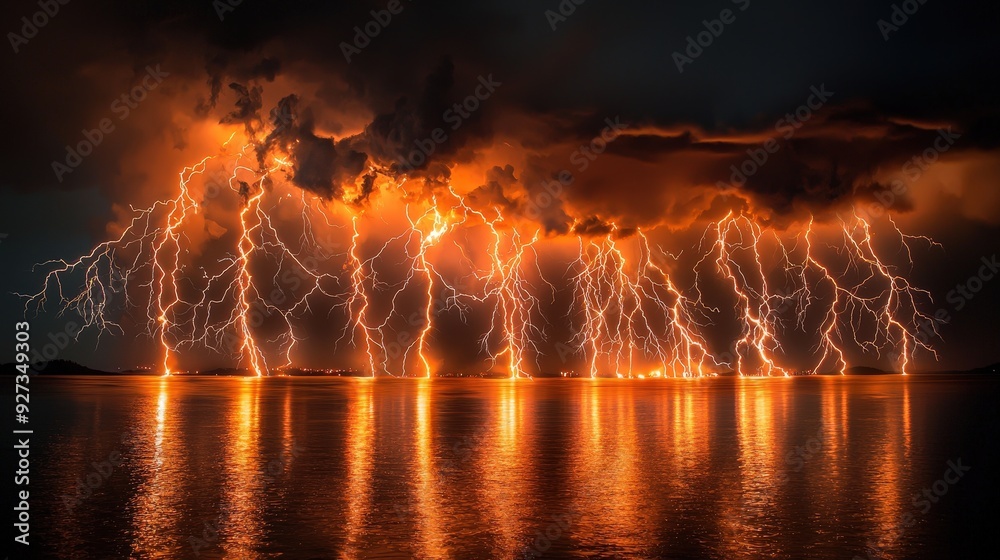 Multiple Catatumbo lightning bolts striking in rapid succession