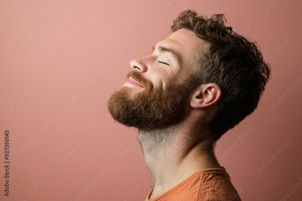 Obraz premium A close up of a man's face with her eyes closed