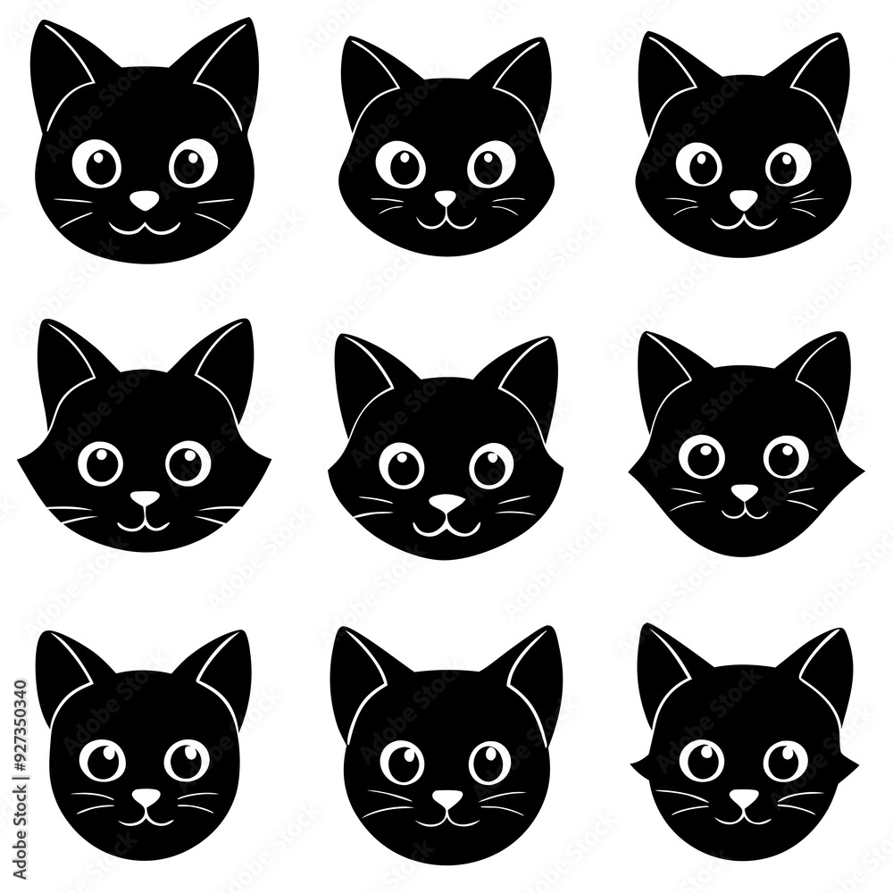 set of cats silhouettes set of cats silhouettes