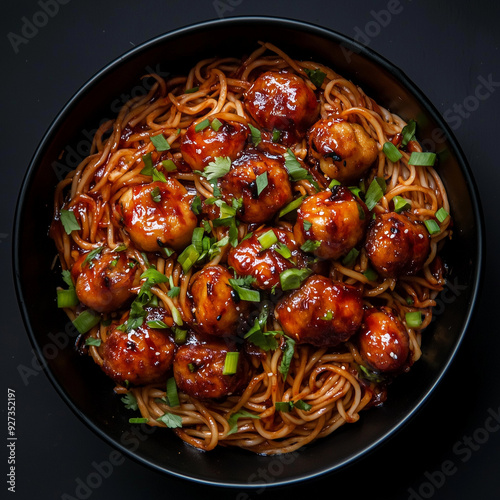 Chilli Garlic Noodles with Baked Gobi Manchurian