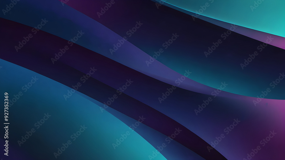 Fototapeta premium A serene abstract gradient background featuring graceful curves and seamless changes between tones of deep blue, purple, and cyan.
