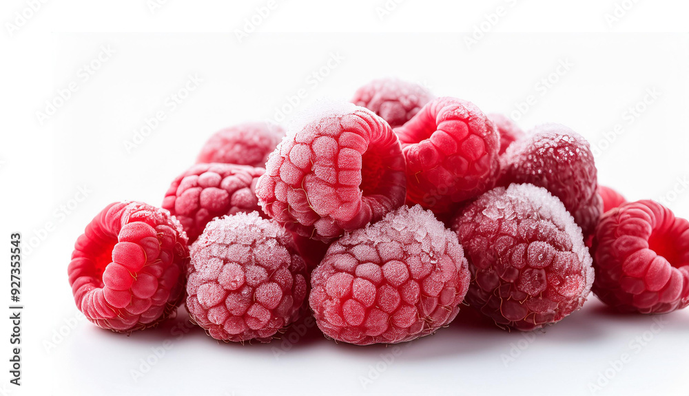 frozen raspberries isolated on white background. frozen raspberries isolated on white background.