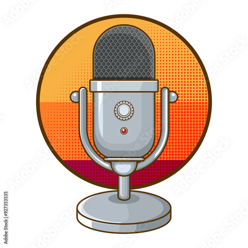 retro microphone  clip art  in transparent background