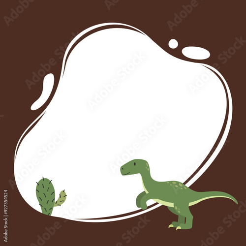 Cute vector childish frame with allosaurus