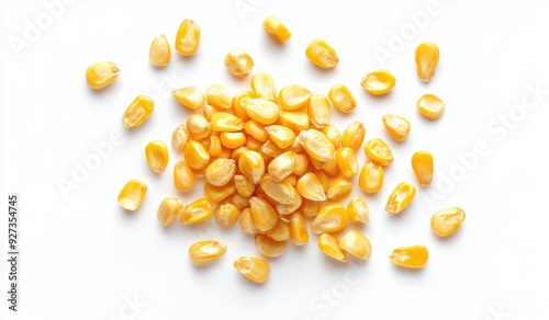 yellow corn kernels isolated on a white background