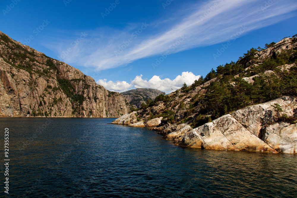 View over the Lysefjord, a fjord in Norway. View over the Lysefjord, a fjord in Norway.