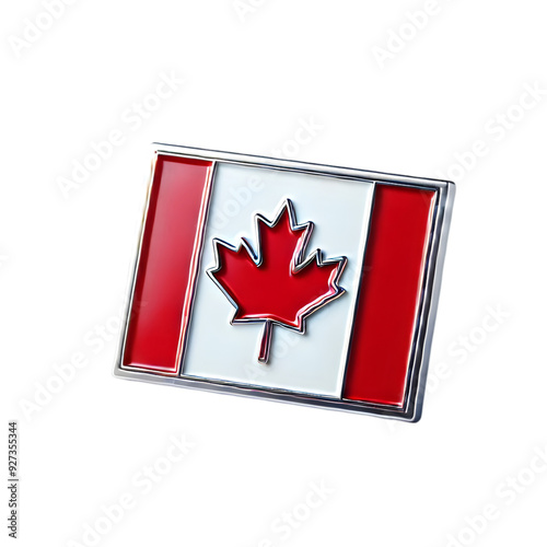 This enamel pin features the iconic red and white Canadian flag with a bold, raised maple leaf in the center. The glossy finish enhances the vibrant red and crisp white colors, adding depth and shine
