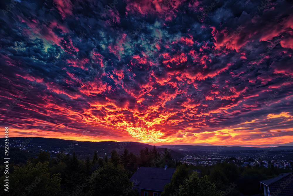 Fototapeta premium Sunset wıth colorful dramatıc clouds