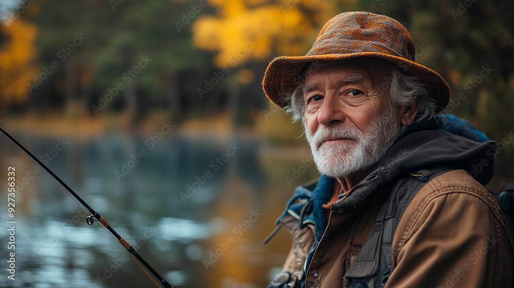 Conceptual photo with senior elderly man fishing older people care support help day Conceptual photo with senior elderly man fishing older people care support help day