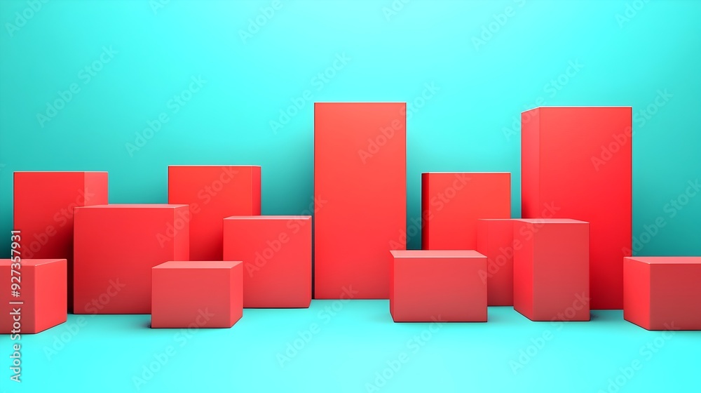 Vibrant Red Cubes in Turquoise Backdrop for Celebratory Concept Vibrant Red Cubes in Turquoise Backdrop for Celebratory Concept