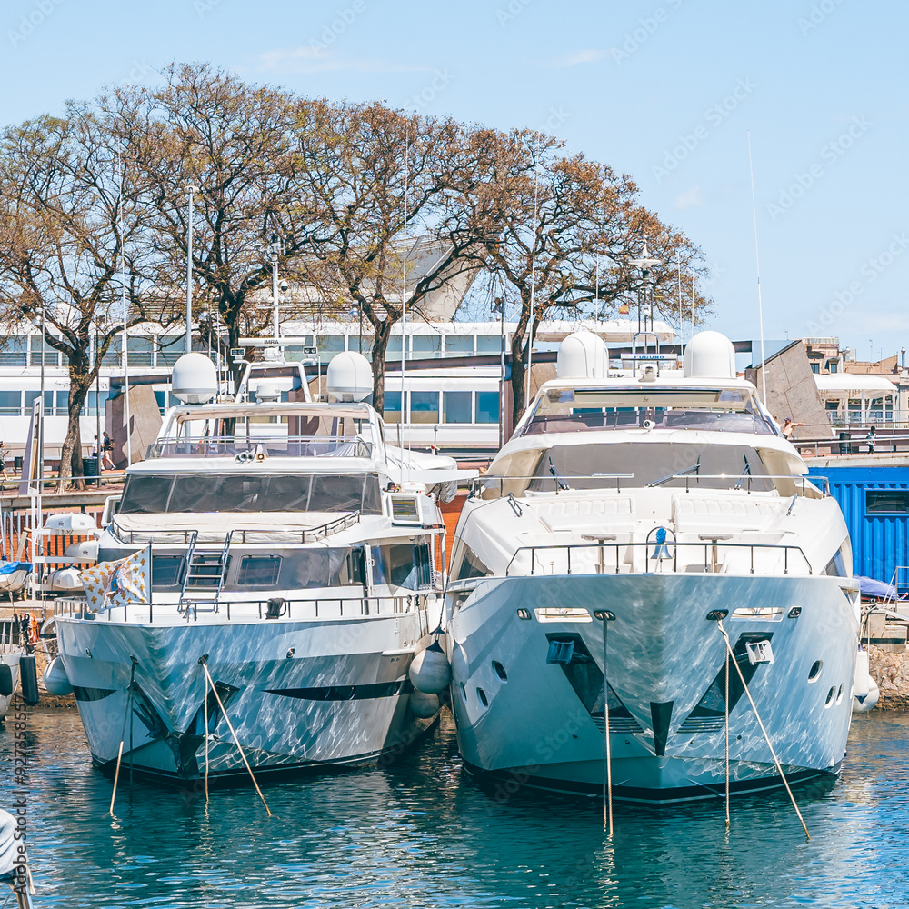 Barcelona Harbor: Boats, Blue Skies, and Mediterranean Vacation