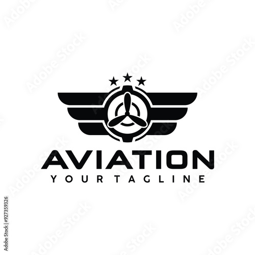 aviation logo symbol with star vector illustration