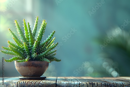 Sunny Day with Succulent on Wooden Table for Home Decor and Botany Enthusiasts photo