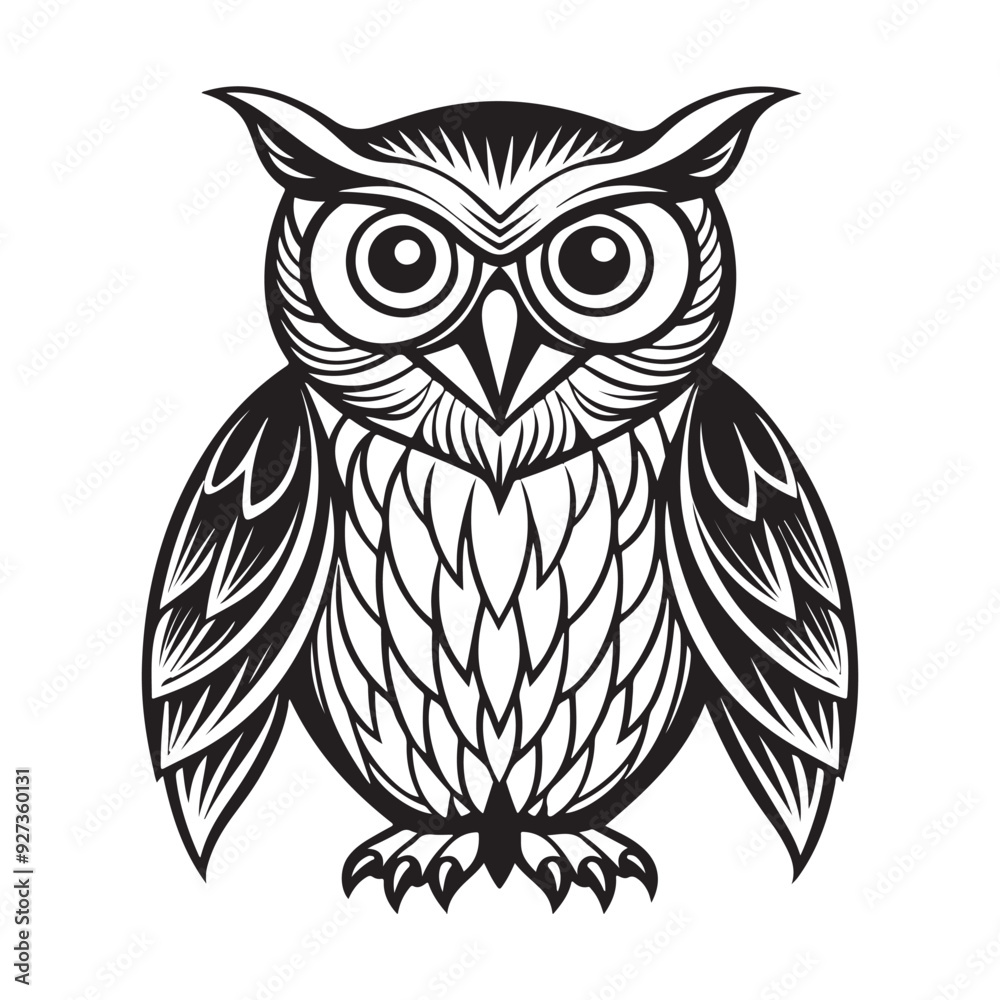 Obraz premium Modern Owl Outline Silhouette Vector Illustration Collection.