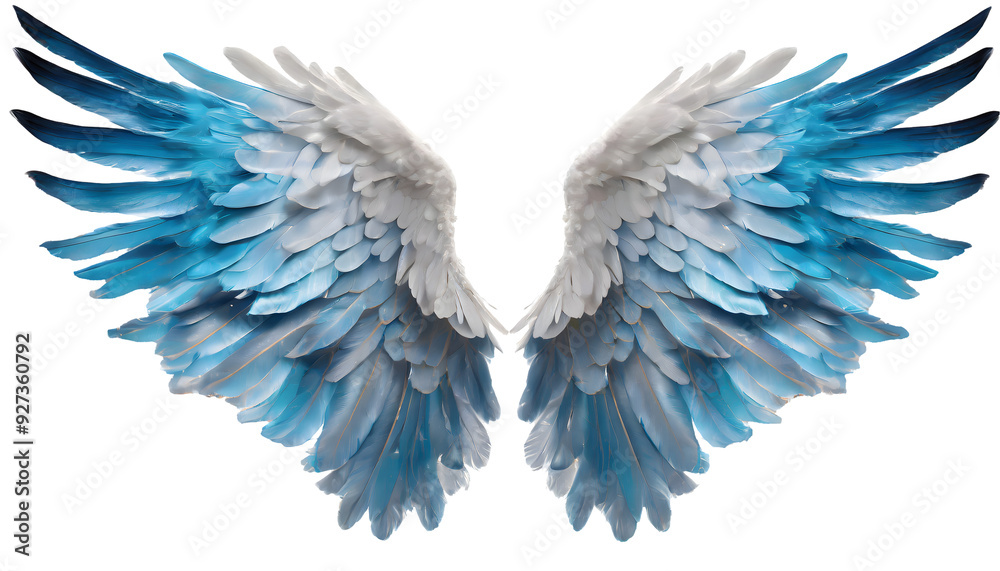 Beautiful magic angel wings Splash on a white isolated background. Generative AI. Beautiful magic angel wings Splash on a white isolated background. Generative AI.