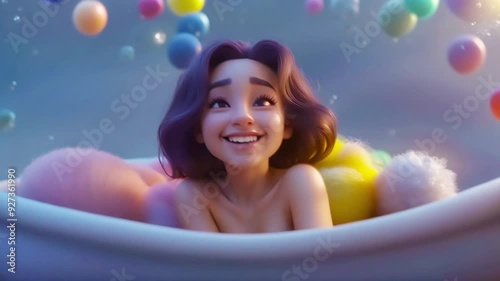 happy woman in bath