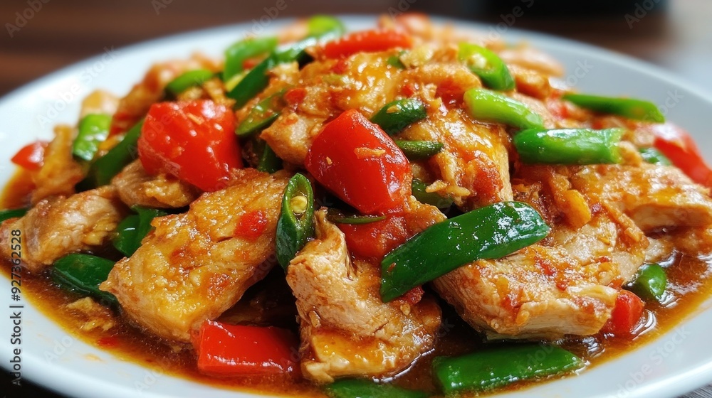 Stir-Fried Chicken with Peppers and Chili Sauce Stir-Fried Chicken with Peppers and Chili Sauce