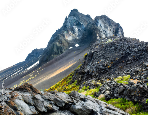 Beautiful volcanic rock on a white isolated background . Generative AI. photo