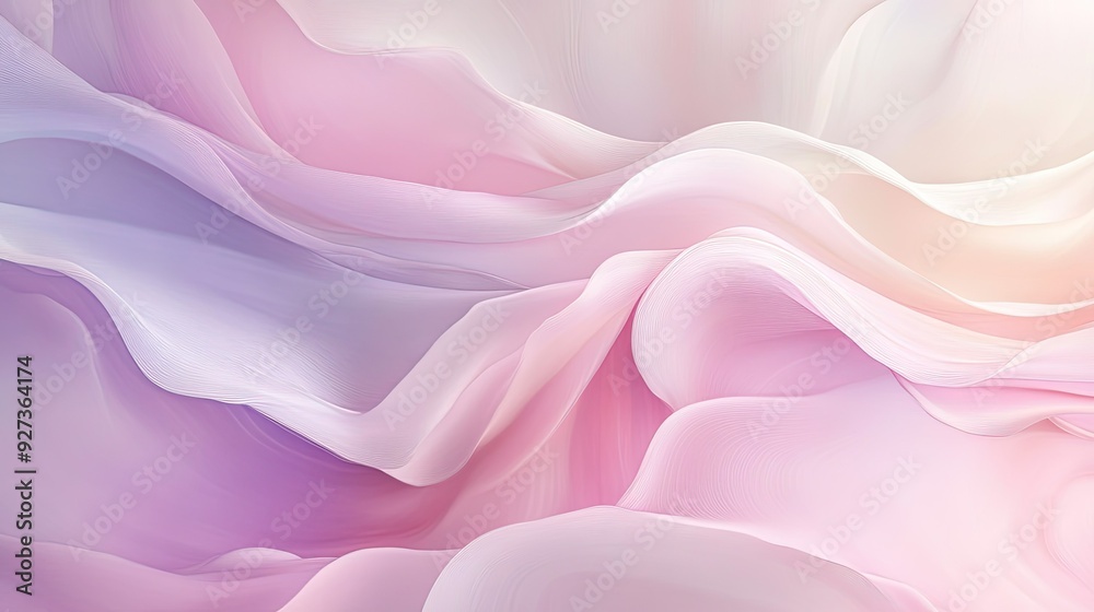 Fototapeta premium Gentle, pastel tones merge in an abstract fluid art piece with soft, flowing curves.