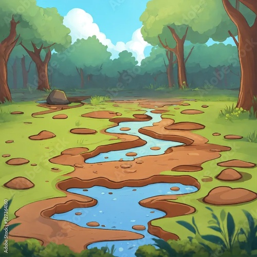 Cartoon puddle of mud