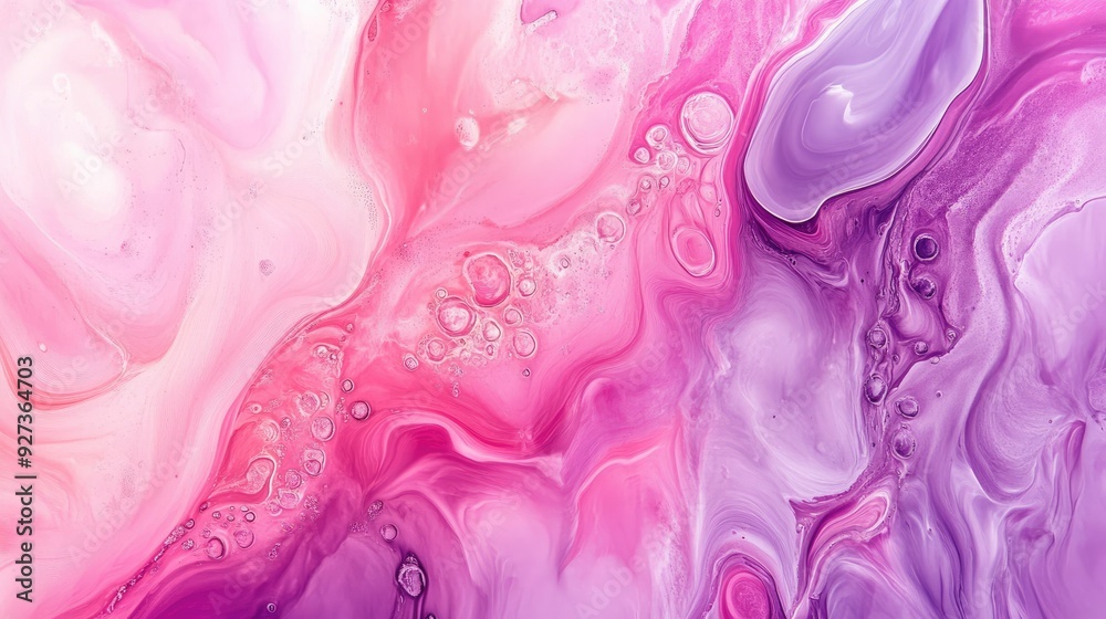 Fototapeta premium Soft pinks and purples flow together in a delicate and calming abstract fluid art pattern.